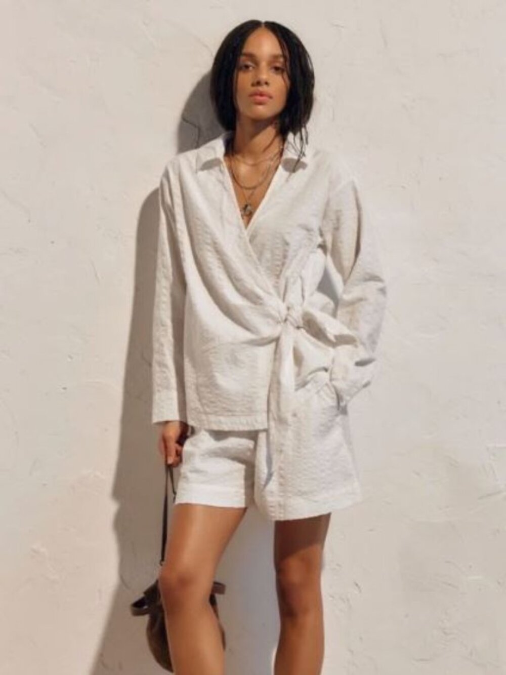 Free People, Indie Shirt Set ~ White ~ 2 piece set, XS